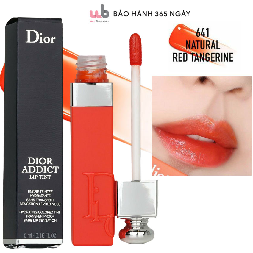 Son Dior Tattoo 641 Lip Tint mau cam Natural Red Tangerine Bam mau su t 12h d ng m len n 24h T ng kem qua x n so