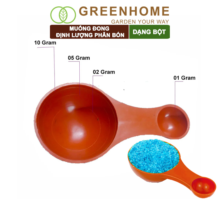 Muỗng đong định lượng phân bón dạng bột Greenhome, 2 đầu, chia vạch sẵn, tiện lợi, dễ sử dụng