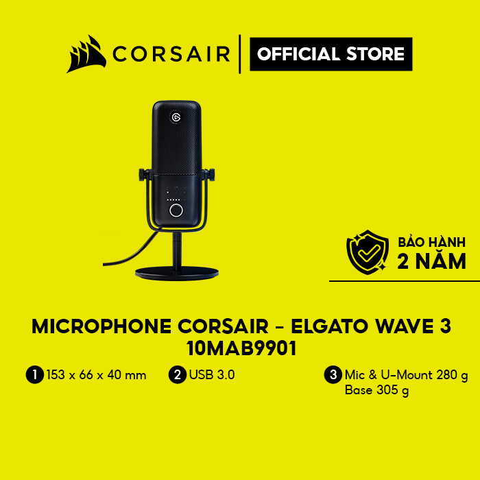 Thiết bị thu âm thanh Microphone Corsair - Elgato Wave 3 10MAB9901
