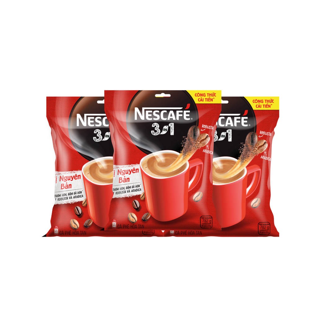 Combo 3 bịch cà phê hòa tan Nescafé 3in1 vị nguyên bản (46x17g)