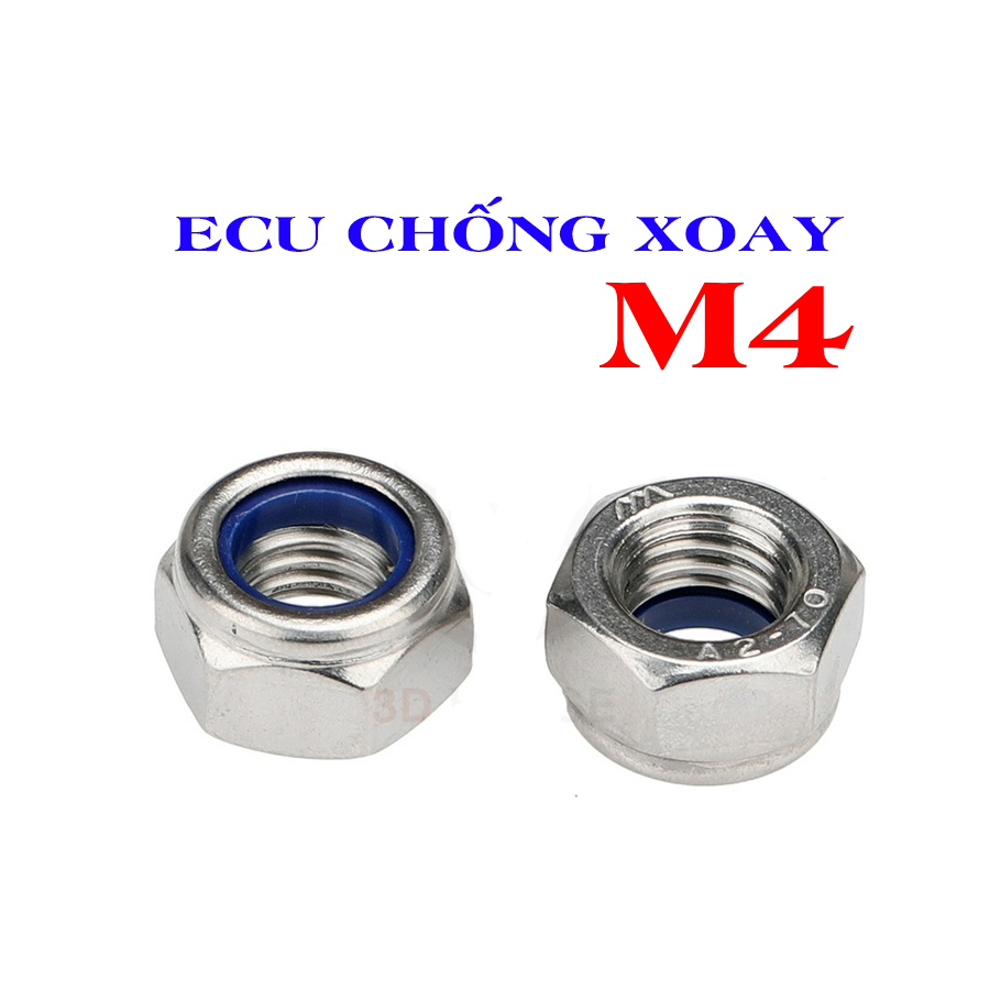 Set 10 Đai Ốc Chống xoay Inox 304 M4 ecu inox đầu nhựa chống xoay ...