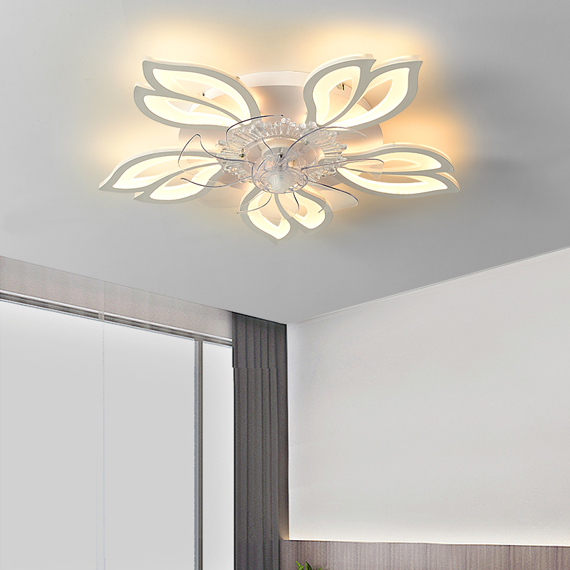 Ảnh Quạt đảo trần đèn led trang trí phòng khách phòng ngủ dạng mâm SuperVilighting QUATDAOTRAN-DENMAM-D600 có điều khiển 4