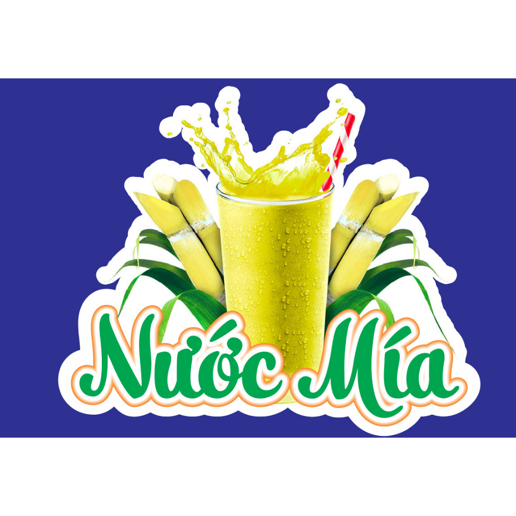 Sticker Decal Nước Mía, giải khát, kem bóc dán trang trí quán, tủ kính, xe bán hàng nhiều kích thước giá siêu rẻ