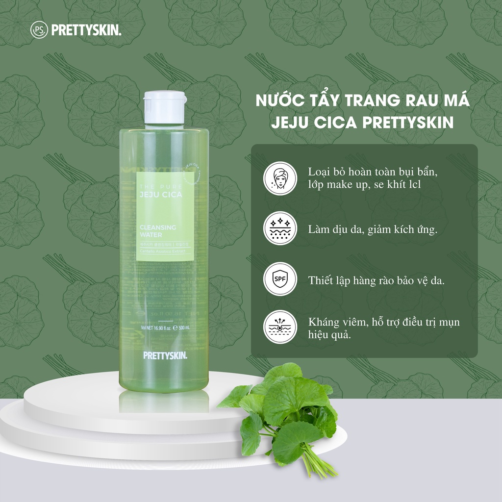 Ảnh Nước Tẩy Trang Rau Má PRETTY SKIN, Giúp Sạch Sâu, Cấp Ẩm, Giảm Mụn Hiệu Qủa - 500ml 2