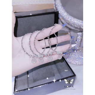 [Full Box] Lắc tay bạc nữ LoPa SK02 charm chữ cái tên dáng xoắn bi sang chảnh | Lắc tay bạc ta đẹp