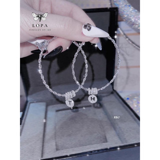 [Full Box] Lắc tay bạc nữ LoPa SK02 charm chữ cái tên dáng xoắn bi sang chảnh | Lắc tay bạc ta đẹp