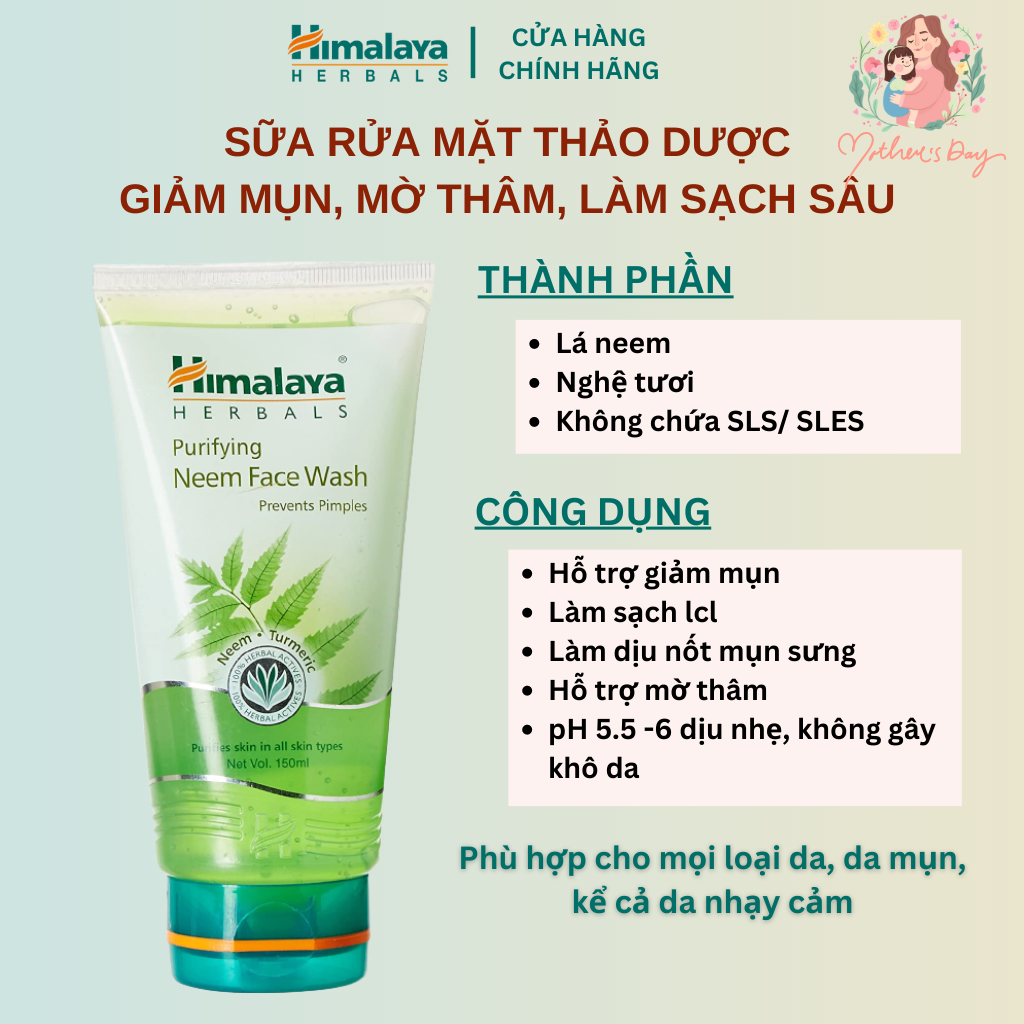 Ảnh Sữa rửa mặt dịu nhẹ giúp giảm mụn chiết xuất từ lá neem Himalaya Purifying Neem Face Wash 150ml 3