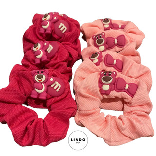 Dây Cột Tóc Gấu Dâu Nơ Dễ Thương LINDO Bằng Cao Su Co Giãn Phong Cách Hàn Quốc Cho Nữ