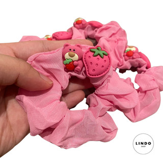 Dây Cột Tóc Gấu Dâu Dâu Tây Dễ Thương LINDO Bằng Cao Su Co Giãn Phong Cách Hàn Quốc Cho Nữ