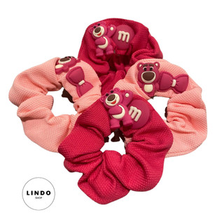 Dây Cột Tóc Gấu Dâu Nơ Dễ Thương LINDO Bằng Cao Su Co Giãn Phong Cách Hàn Quốc Cho Nữ