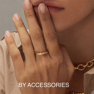 Nhẫn nữ unisex titan mặt chữ nhật nhỏ mạ vàng vintage không gỉ WR2216