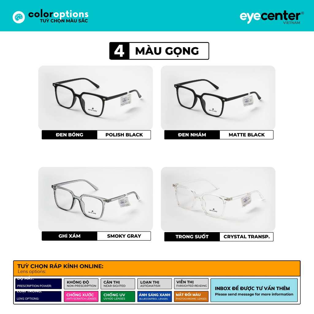 Ảnh Gọng kính cận nam nữ chính hãng ZAC&CODY B74S nhựa dẻo siêu nhẹ nhập khẩu by Eye Center Vietnam 2
