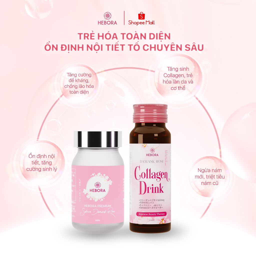 Ảnh Combo Nước uống Hebora Collagen Drink 50ml và Viên uống Hebora Premium 1