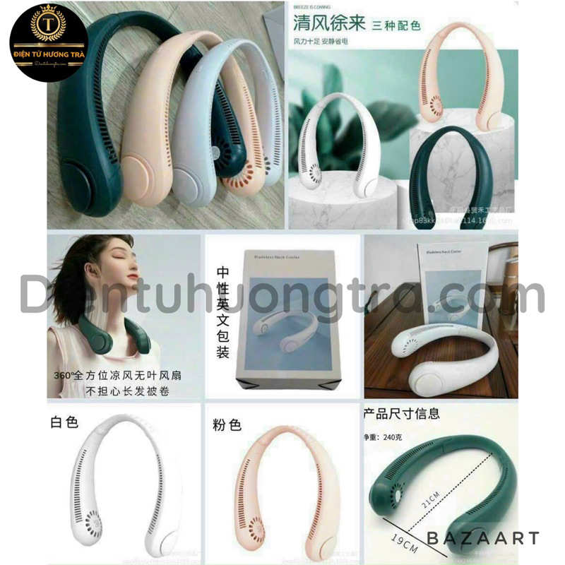 Quạt Đeo Cổ Thể Thao Không Cánh Tốc Độ Mạnh