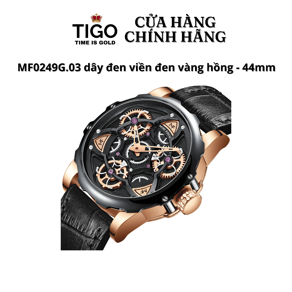 Đồng Hồ Nam MINI FOCUS MF0249G.03 Dây Da Đen Viền Đen Vàng Thép Không ...