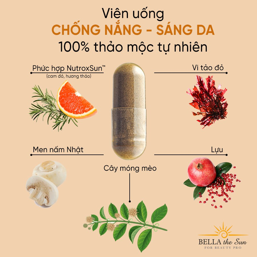 Viên Uống Chống Nắng Và Sáng Da Bella The Sun Nhật Bản Hộp 30 Viên