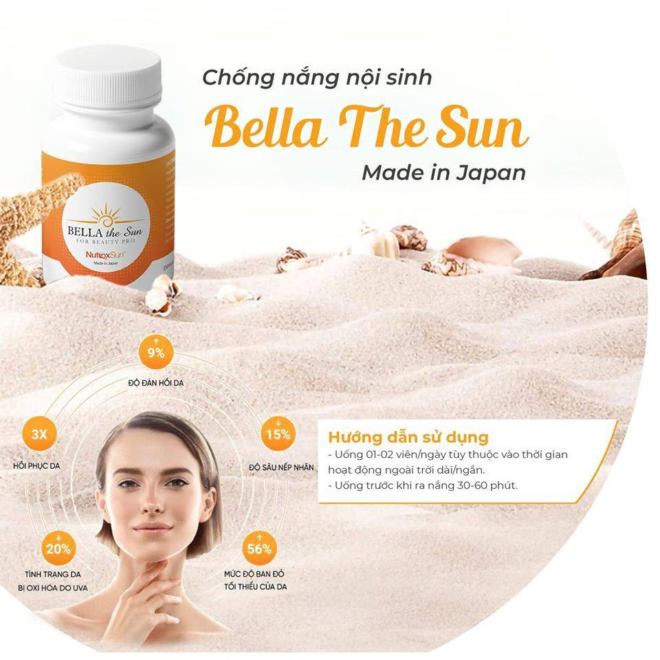 Viên Uống Chống Nắng Và Sáng Da Bella The Sun Nhật Bản Hộp 30 Viên