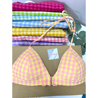 Áo bra Hebe buộc dây cổ caro màu sắc - Design by Mimi House