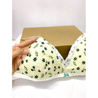 Áo bralette Farah Hoa nhí thô, xô mềm mịn tone xanh - Hàng hanmade - Mimi House