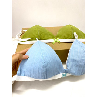 Áo bralette Farah Hoa nhí thô, xô mềm mịn tone xanh - Hàng hanmade - Mimi House