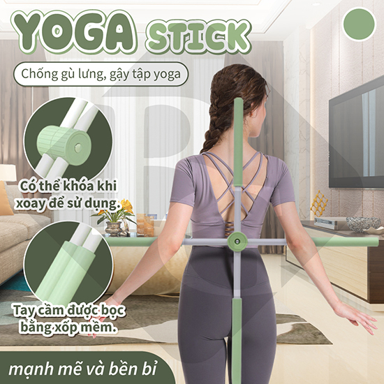 {GREEN} -BG-Gậy Tập Lưng, Vai, Chống Gù, Gậy Tập Yoga Gậy Chống Gù Lưng Tập Yoga Bằng Thép Không Gỉ