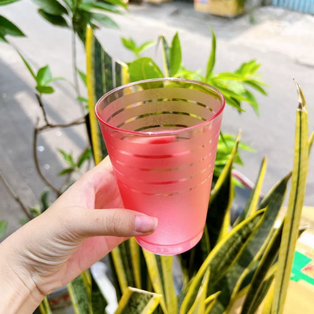 SET 4 LY NHỰA TRÒN SỌC HOFACO 350ML NHIỀU MÀU - 4 LY NHỰA