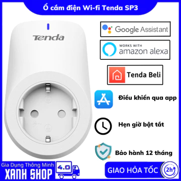 Ổ cắm điện Wi-fi Tenda SP3, Ổ cắm thông minh tiết kiệm điện, Nhân tố đắc lực bảo vệ ngồi nhà, Bảo hành 12 tháng