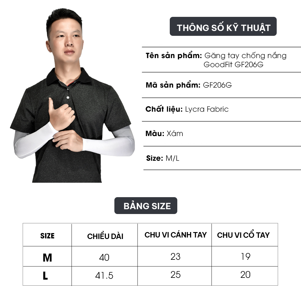 Găng tay chống nắng nam, nữ chống tia UV GoodFit GF206G