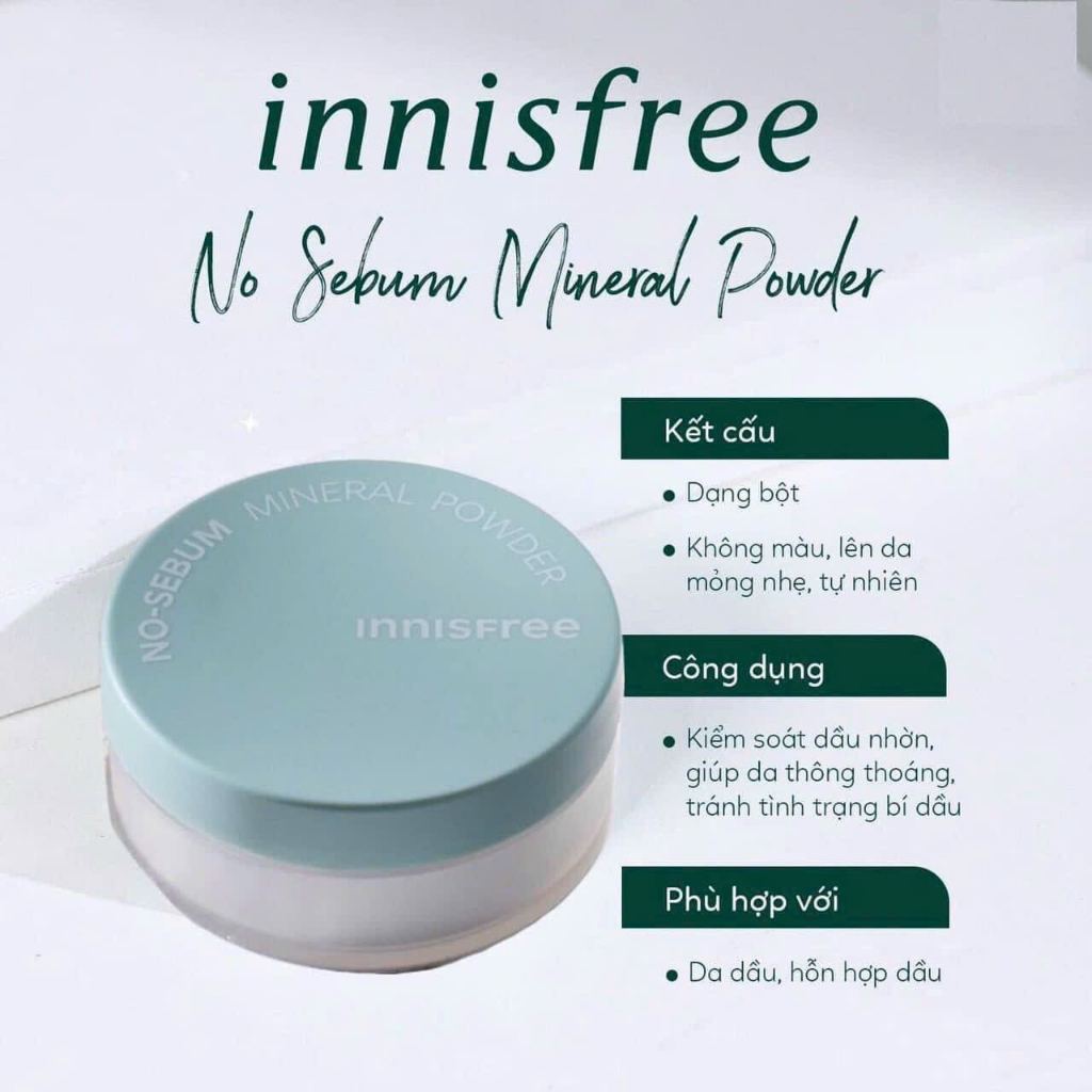 Phấn Phủ Dạng Bột Innisfree No Sebum Mineral Powder 5g (Mẫu Mới 2023