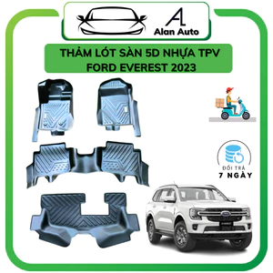 Thảm lót sàn ô tô Ford Everest 2023, Thảm nhựa TPE 5D đúc nguyên khối theo xe. Bộ 4 miếng
