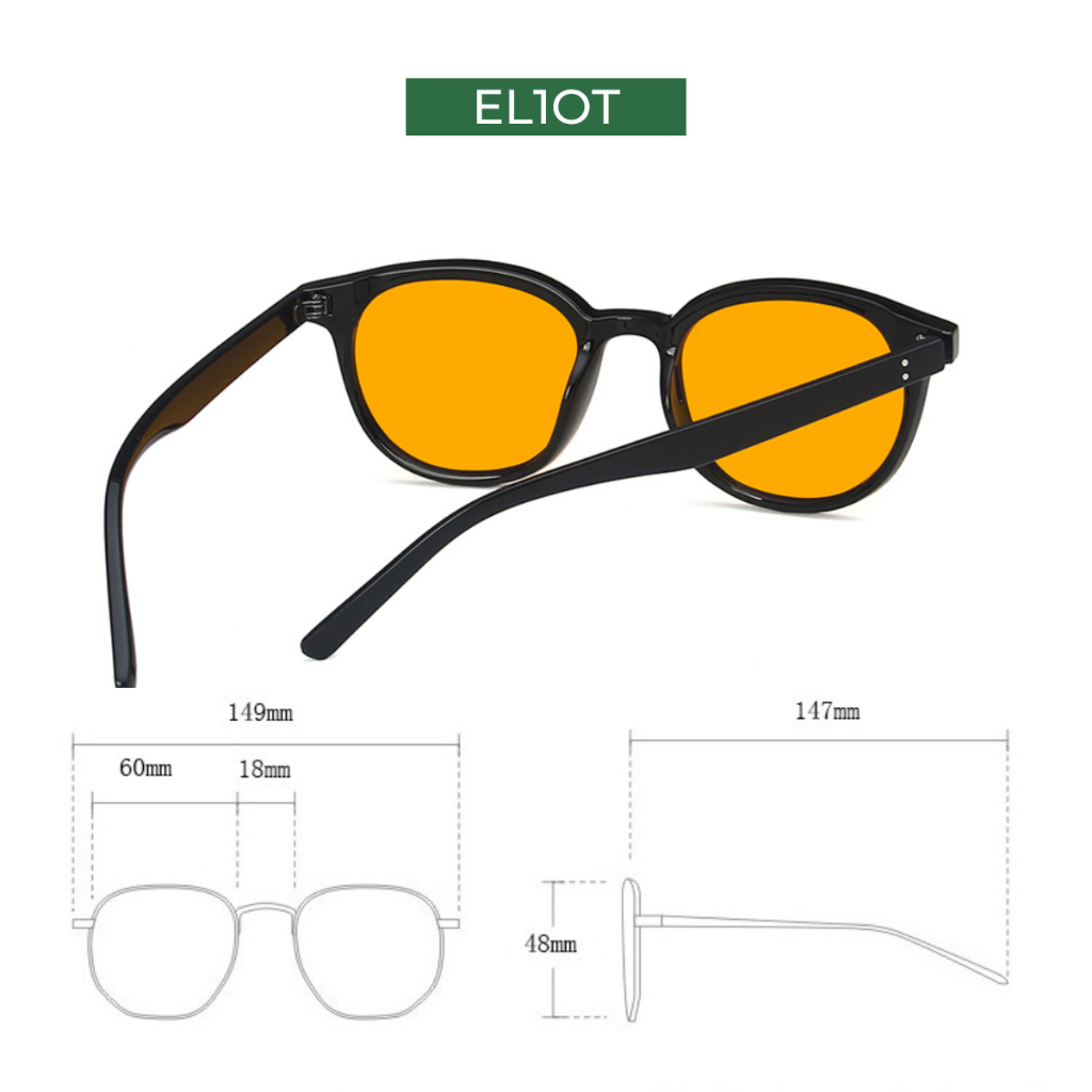 Kính râm mắt tròn ELIOT Eyewear tròng kính chống tia UV400 kiểu dáng thời trang phù hợp nam nữ 86318