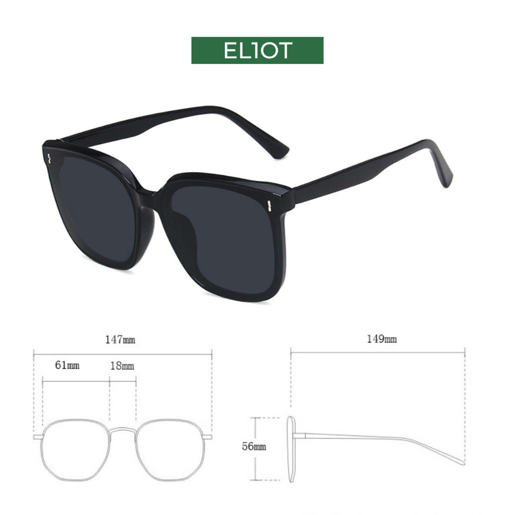 Kính râm mắt vuông ELIOT Eyewear tròng kính chống tia UV400 kiểu dáng thời trang phù hợp với cả nam và nữ 1107