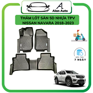 Thảm lót sàn ô tô Nissan Navara 2016-2023, Thảm nhựa TPE 5D đúc nguyên khối theo xe. Bộ 3 miếng