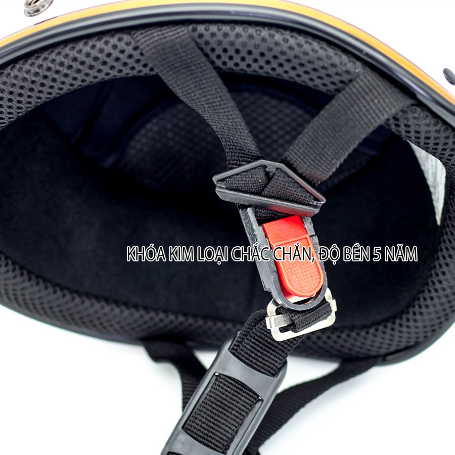 Ảnh Mũ bảo hiểm nửa đầu kính phi công cao cấp Hpro helmet, kèm tai gấu trúc cute, thời trang, cá tính, FreeSize (54-58cm) 3