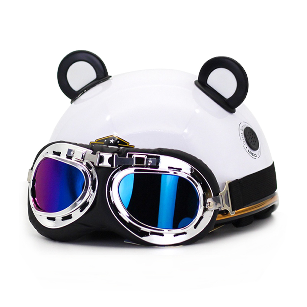 Ảnh Mũ bảo hiểm nửa đầu kính phi công cao cấp Hpro helmet, kèm tai gấu trúc cute, thời trang, cá tính, FreeSize (54-58cm) 1