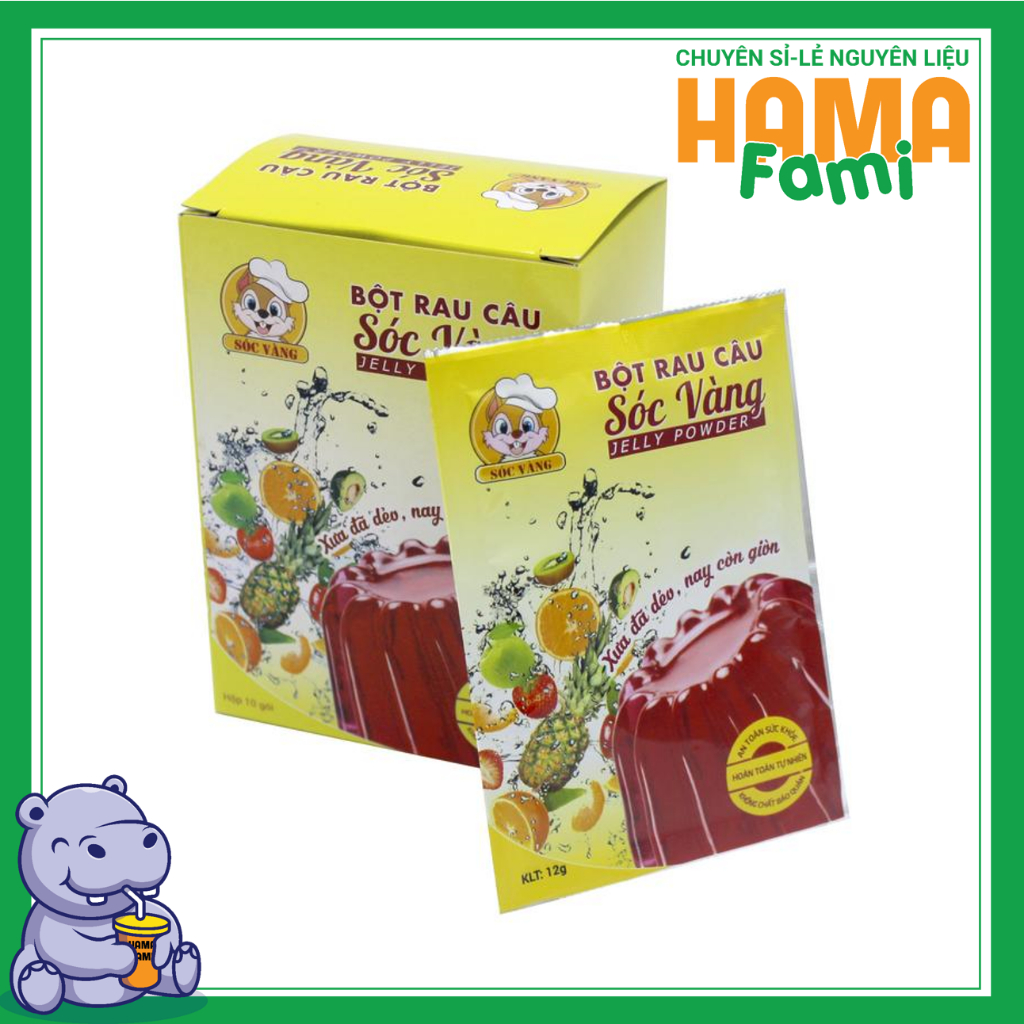 Bột Rau Câu Sóc Vàng vừa giòn vừa dẻo hộp 10 gói