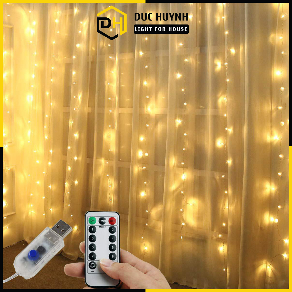 Đèn LED rèm trang trí có điều khiển nhiều chế độ nhấp nháy DN050 ...