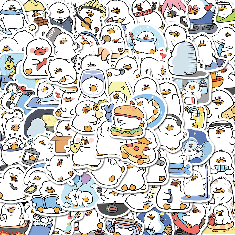 Sticker vịt fafu hoạt hình cute trang trí mũ bảo hiểm,guitar,ukulele ...