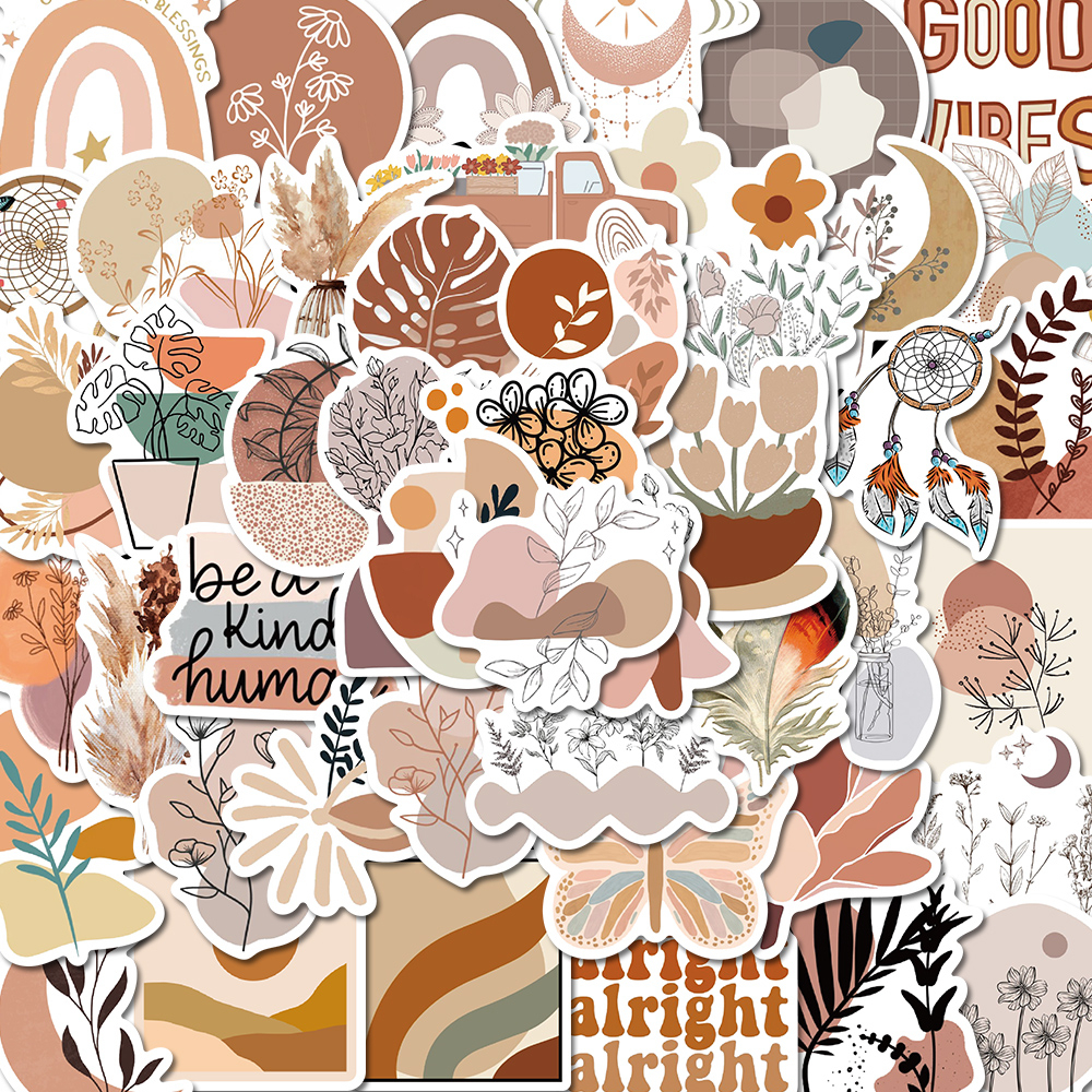 Sticker aesthetic tone nâu be hoạt hình cute trang trí mũ bảo hiểm ...