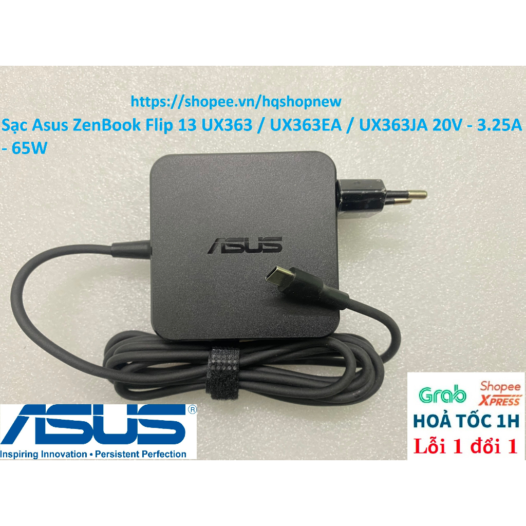 Asus ZenBook Flip 13 UX363EA originale USB-C alimentatore 65 watt wallplug UE