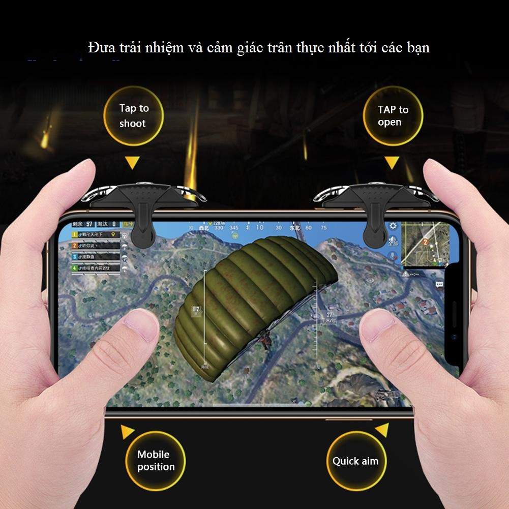 Nút  bắn Pubg,FF, ROL,..siêu nhạy, nút bấm X10.1 gắn chơi game điện thoại Tặng 4 găng tay chơi game chống mồ hôi gami