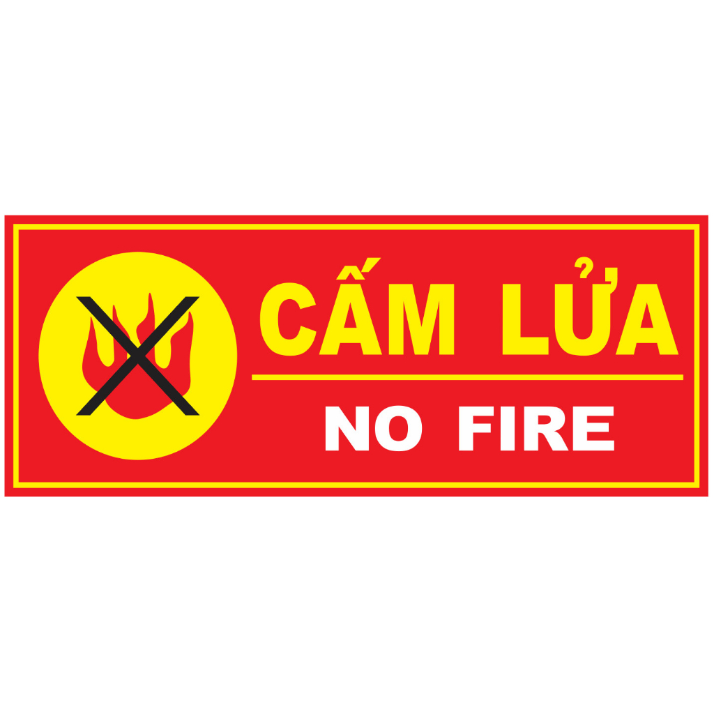 Tấm Decal Dán Biển Báo Cấm Hút thuốc - Cấm Lửa - Cấm Dùng Điện Thoại  kích thước 16cmx40cm - Tháo không để lại keo