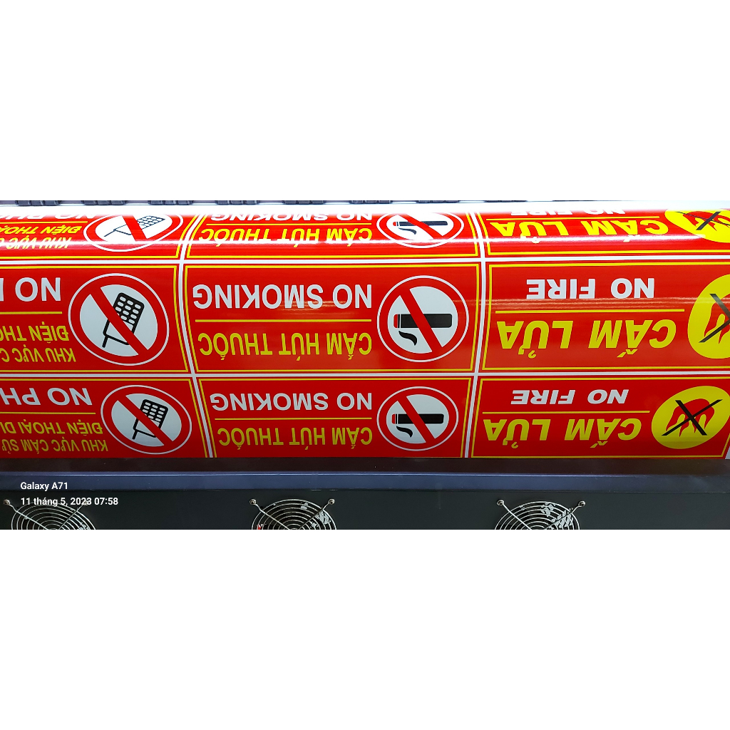 Tấm Decal Dán Biển Báo Cấm Hút thuốc - Cấm Lửa - Cấm Dùng Điện Thoại  kích thước 16cmx40cm - Tháo không để lại keo