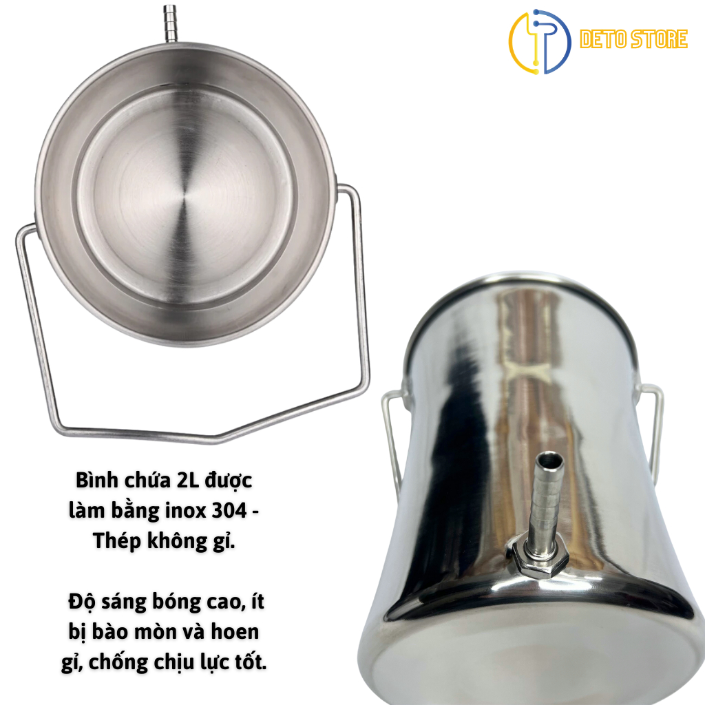 Bộ thải độc cà phê Inox 304, Bình truyền INOX thụt tháo đại tràng, enema coffee kit thép không gỉ