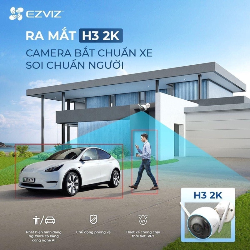 Ảnh Camera IP WIFI EZVIZ H3 3K 5.0MP Siêu Nét, Phân Biệt Người/Xe , Đàm Thoại 2 Chiều 3