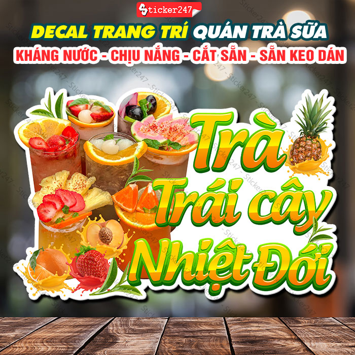 Tranh Dán Tường Trà Trái Cây Nhiệt Đới 🍓 Hình Dán Decor Trang Trí ...