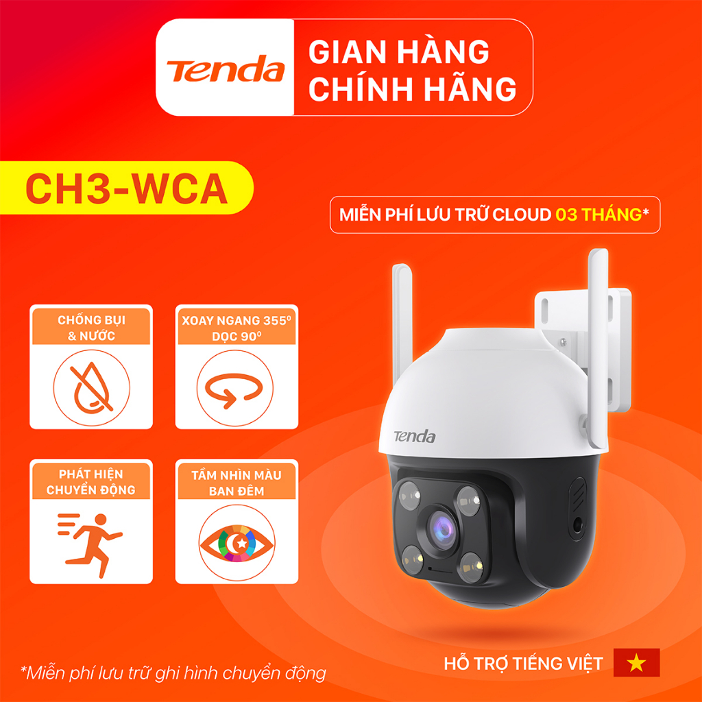 Ảnh Camera WiFi Tenda Ngoài Trời CH3/RH7 FHD 1080P/2MP/4MP/2K, Quay Quét 360 Độ, Tích Hợp Công Nghệ AI 2