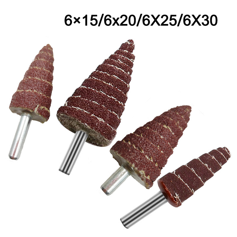 Bộ 4 đầu chà nhám gắn máy khoan , đầu mài bằng giấy nhám xếp trục cán 6mm