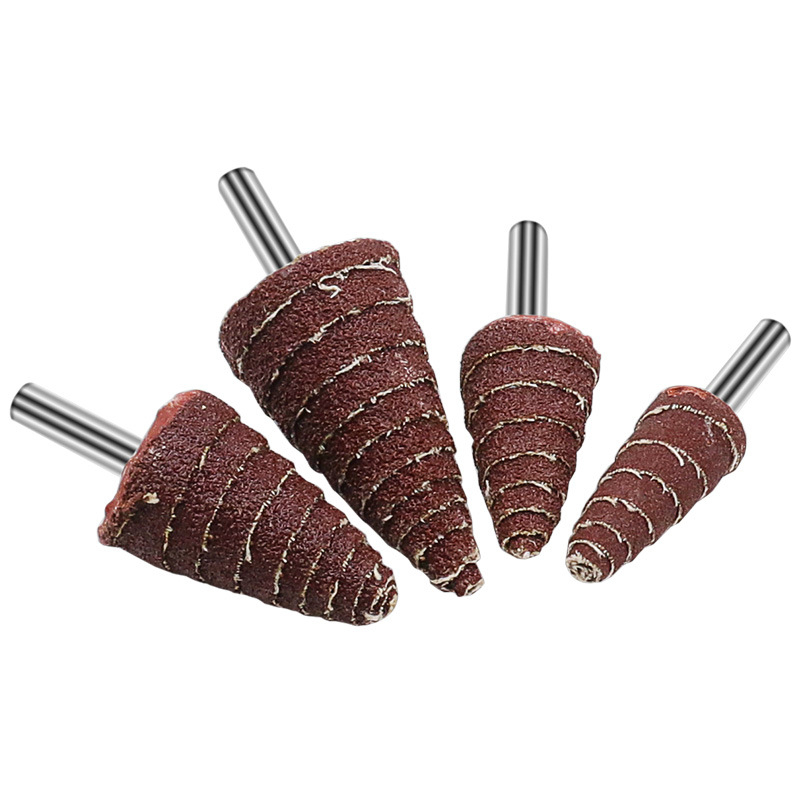Bộ 4 đầu chà nhám gắn máy khoan , đầu mài bằng giấy nhám xếp trục cán 6mm