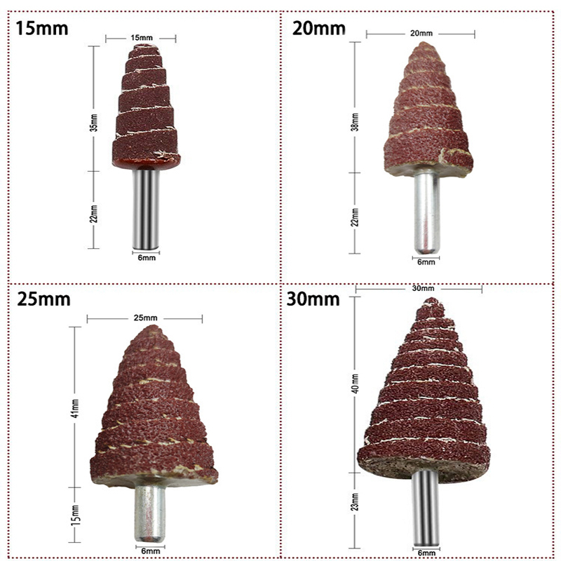 Bộ 4 đầu chà nhám gắn máy khoan , đầu mài bằng giấy nhám xếp trục cán 6mm